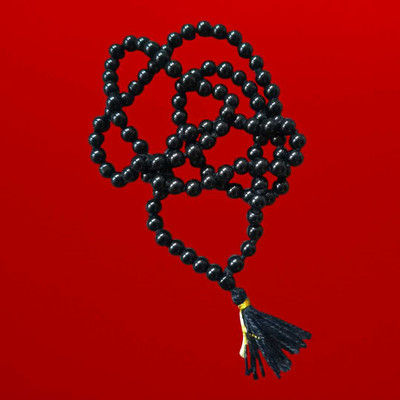 aradhya fashion Natural Black Hakik Mala 108 +1 Beads Mala (Black Agate) Agate Crystal Chain