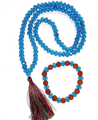 SHREENATHJI Firoza Blue Crystal Mala Japa Mala With Firoza Rudraksh Brecelet Crystal Crystal Necklace