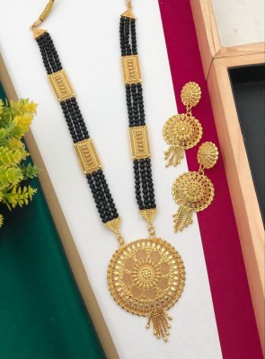 Krishna Enterprise Alloy Gold-plated Black Jewellery Set(Pack of 1)