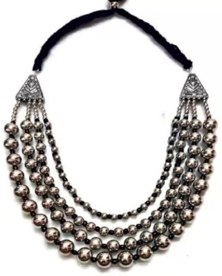 ZUKHRUF Beads Silver Plated Alloy Necklace