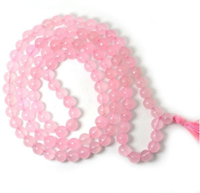 Vedha's Rose Quartz Stone Prayer Mala -8 MM 108+1 Beads Jaap Mala With Certificate Quartz Stone Chain