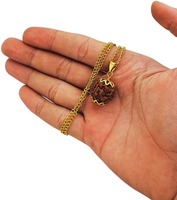A1 yashvriddhi Unique & Effective Four Mukhi Rudraksha 4 Faced Rudraksha For Men & Women Beads Gold-plated Plated Brass, Wood Chain