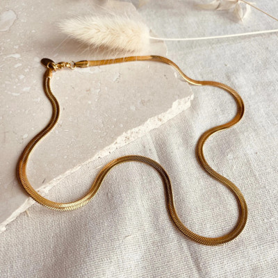 REVERSEA Flat Gold Snake Chain Gold-plated Plated Stainless Steel Chain