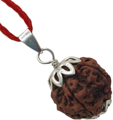 Madhavi Jewellery Four Mukhi Rudraksha Certified/Original Nepali 4 Mukhi Certificate Beads Silver Plated Brass, Wood Chain