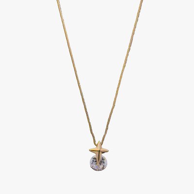 ZIRCON JEWELS Shooting Star Solitaire Pendant Necklace For Women & Girls | Gift Box Ready Cubic Zirconia Gold-plated Plated Copper Chain Set