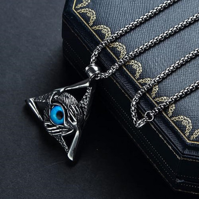 BRIGHTFRAME Eye Necklace,crafted with a bold eye design symbolizes power,and protection-02 Sterling Silver Plated Stainless Steel Necklace