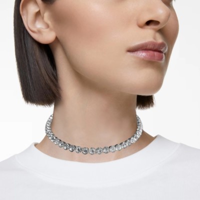 Happy Jewellery Diamond silver plated Sterling Silver Plated Stone, Crystal, Glass, Alloy Choker Diamond Silver Plated Brass, Stainless Steel Choker