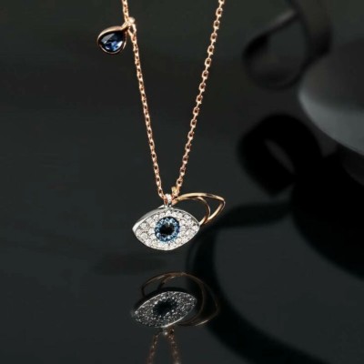 Happy Jewellery Stylish Trendy Latest Collection Charm Design Evil Eye Colection Charm Necklace Cubic Zirconia Gold-plated Plated Crystal, Alloy, Stainless Steel Necklace