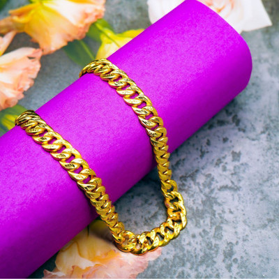 RAJAVEER IMITATION Shining Cuban Chain Gold-plated Plated Alloy Chain