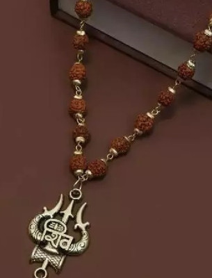 Maashakti Rudraksha Shiv Trishul Mala Gold-plated Plated Brass Chain
