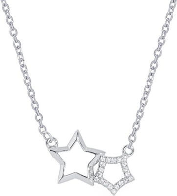 Bhayal Star Zircon Rhodium Plated Sterling Silver Necklace