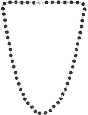 Anandam Karungali Malai Silver Cap Plated | Original Black Wood Mala (54+1 Beads) Silver Plated Wood Chain