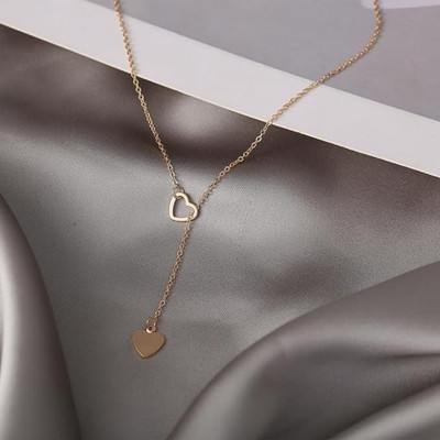 Vembley Latest Single Layered Heart In Heart Pendant For Girls And Women Gold-plated Plated Alloy Necklace