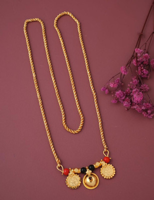 SHREEJI FASHION JEWELLRY 1 GRAM GOLD PLATED 30 IN LONG RASSI/ROPE CHAIN VATI MANGALSUTRA FOR WOMEN. Brass Mangalsutra