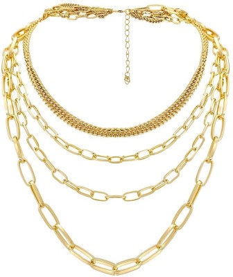 fabula Gold Tone Link Chain Multi Layered Multi-Strand Delicate Necklace Beads Gold-plated Plated Alloy Necklace