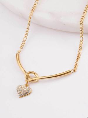 Palmonas PALMONAS Crystal Heart Gold Necklace for Womens - Waterproof & Anti-Tarnish Cubic Zirconia Gold-plated Plated Stainless Steel Necklace