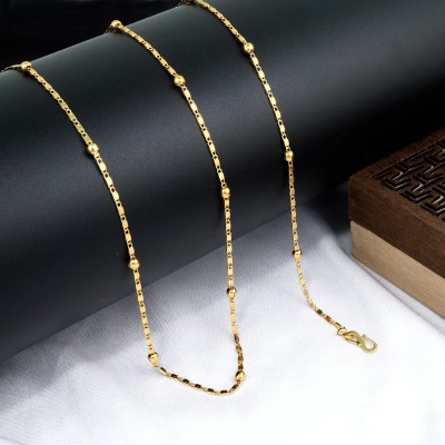 Fashion Frill Golden Chain Thin Light Weighted Chain Artificial Jewellery Gold Neck Chain Daily Wear Golden Chain For Women 28 Inches Gold-plated Plated Brass Chain