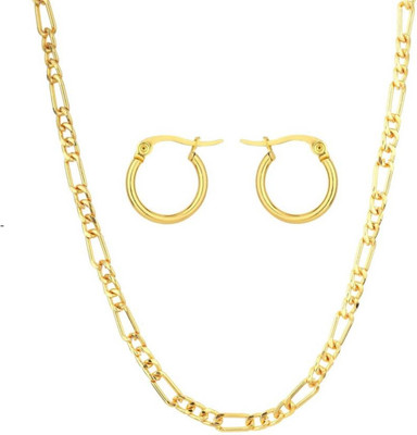 TLGS Artificial Combo Set 1 Chain & 1 Pair Earring Set for Boys/Mens Gold-plated Plated Brass Chain
