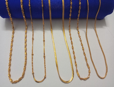 STREEKART 24 inch Chain combo pack of 5 Gold-plated Plated Alloy Chain