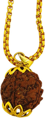 Banke Collection Original 05 five Mukhi Rudraksha/Natural 05 Face Rudraksha Beads Gold-plated Plated Brass, Wood Chain