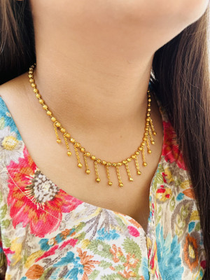 JHB Gold Plated Short Tanmaniya Chain For Women And Girls Gold-plated Plated Brass, Copper Chain