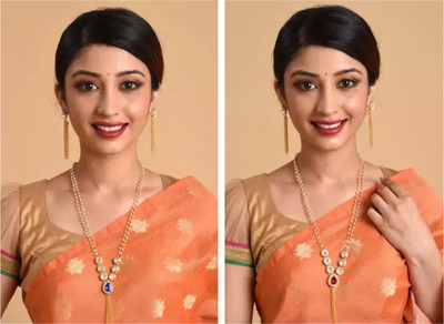 JewelShadi Alloy Gold-plated Blue, Red Jewellery Set(Pack of 2)