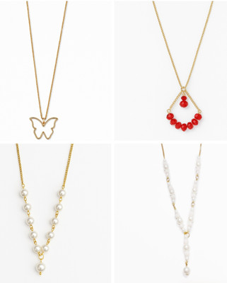 KraftNKindM Set of 4 chain Gold-plated Plated Stainless Steel Chain