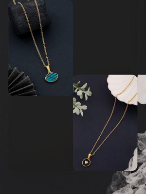 Dressberry SET OF 2 PENDANT CHAIN FOE GIRLS AND WOMEN Gold-plated Plated Brass Necklace Set