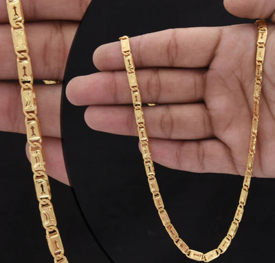 Feshimishi 1 gram High Quality Indian Polished “20” Inches Gold Chain for Men and boy Gold-plated Plated Alloy Chain