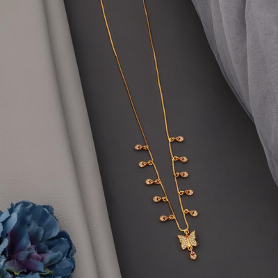 SHREEJI FASHION JEWELLRY Handmade South Indian Panchaloham Attiga Necklace Chain For Women & Girls Cubic Zirconia Gold-plated Plated Brass Layered