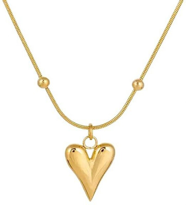 R S ENTERPRISE Steel Gold Heart Nacklace Gold-plated Plated Brass Necklace