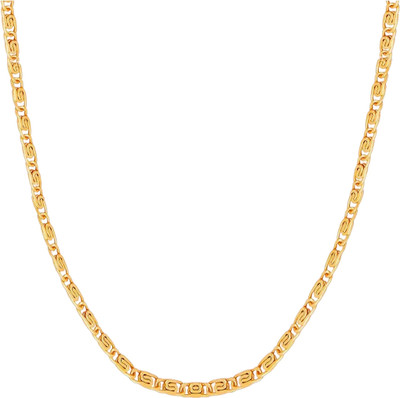 Shree Ju Stylish and Attractive Flat Fisher Design Golden Chain For Men and Boys Gold-plated Plated Brass Chain