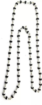 SHRI ASTHA VINAYAK Silver Cap Black Tulsi Mala Silver Plated Brass Chain