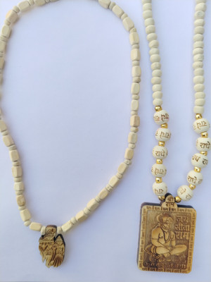 Brijhaat Original Tulsi mala radha krishna Hanuman Beads Wood Chain Set