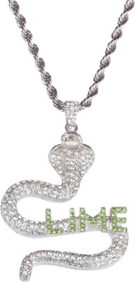 Samna Handicrafts Cubic Zirconia Silver Plated Stainless Steel Necklace