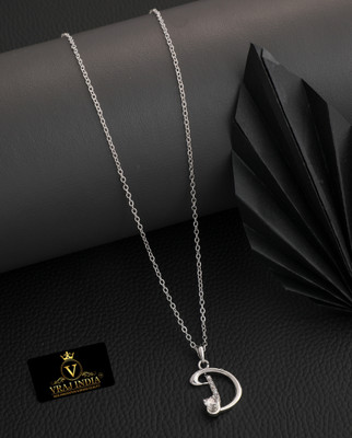 Vraj india Cubic Zirconia Silver Plated Metal, Alloy Chain