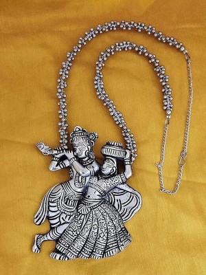 VAGHBHATT Silver-Toned German Silver Brass-Plated Oxidised Necklace (Silver) Sterling Silver Plated Stainless Steel Necklace