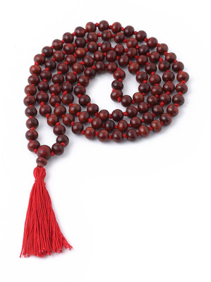 RDK Handcrafted Original Red Sandalwood Mala Rosary Lal Chandan Jaapmala Wooden Knotted Japa Maala for Meditation Pooja Chanting Wearing Jewelry - 6 MM Prayer Beads Beads Wood Chain