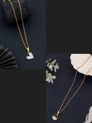 Dressberry SET OF 2 PENDANT CHAIN FOE GIRLS AND WOMEN Gold-plated Plated Brass Necklace Set