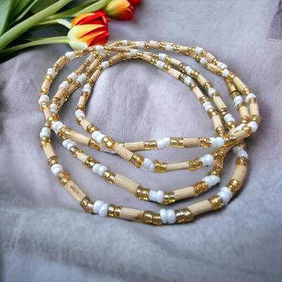 BRAJSTORE Tulsi Kanthi Mala 2 Round with Tulsi Beads & Crystal Wood Chain