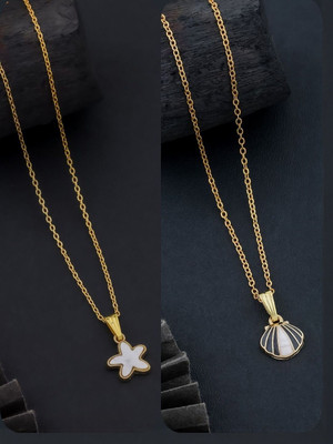 Dressberry Elegant Set of 2 Necklace Chains for Women & Girls Gold-plated Plated Brass Chain