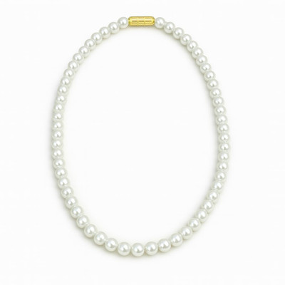 DIVINOOR White Fresh Water Pearl Moti Healing Crystal Rosary Necklace Mala Pearl Stone Necklace