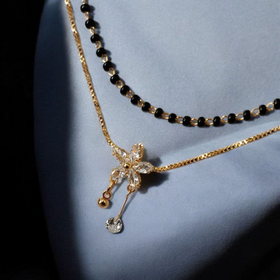 jisraa Diamond Necklace Pendant Chain Choker Mangalsutra for women & girls Gold-plated Plated Stainless Steel Choker