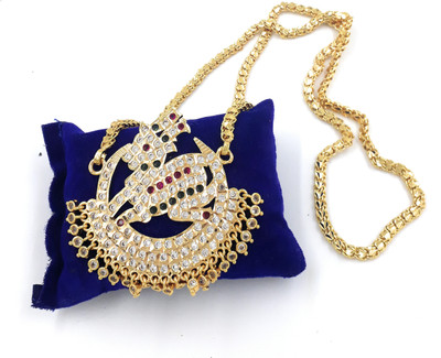 Anujeet Fashion Hub Gold Plated Covering Long Chain with AD Stone Big Fancy for Women/Girls Crystal Gold-plated Plated Copper Chain