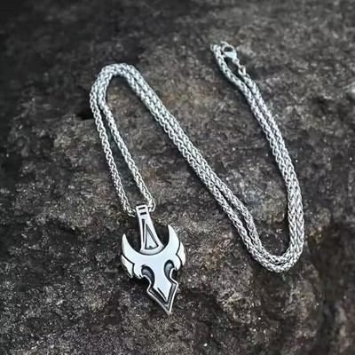 Oscar Enterprises glow in dark vintage helmet fire necklace for men ap-02 Silver Plated Stainless Steel Chain