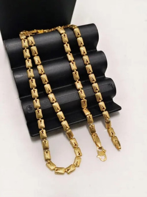 AyushEnterprise One Gram Micro Gold Plated New Fancy Biscuit Nawabi Designer Chain Gold-plated Plated Brass Chain