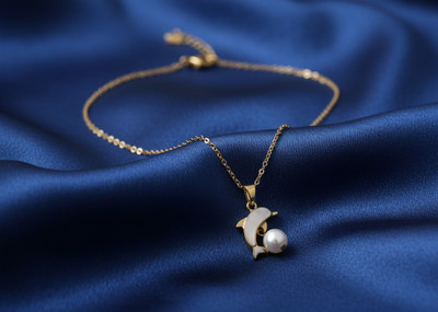 aarasta Aarasta Mother of Pearl Dolphin Necklace Metal Necklace