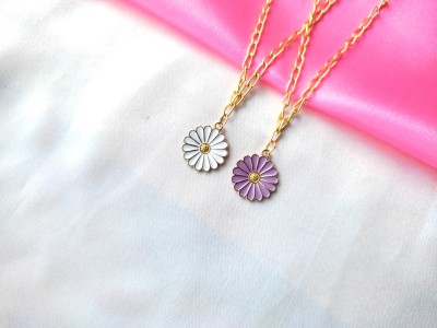 Sonisirani Pack of 2 stylish trendy Korean Viral thick(4mm)chain daisy necklace Alloy Necklace