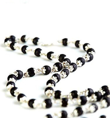 DvR ClicK PAYSTORE black rudraksha in silver cap mala Brass Plated Wood Chain