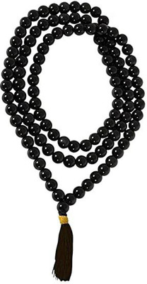 Jinali Gems Natural Black Agate Jap Mala Semi Precious Stone 8mm,108+1 for Reiki Healing Agate Stone Necklace